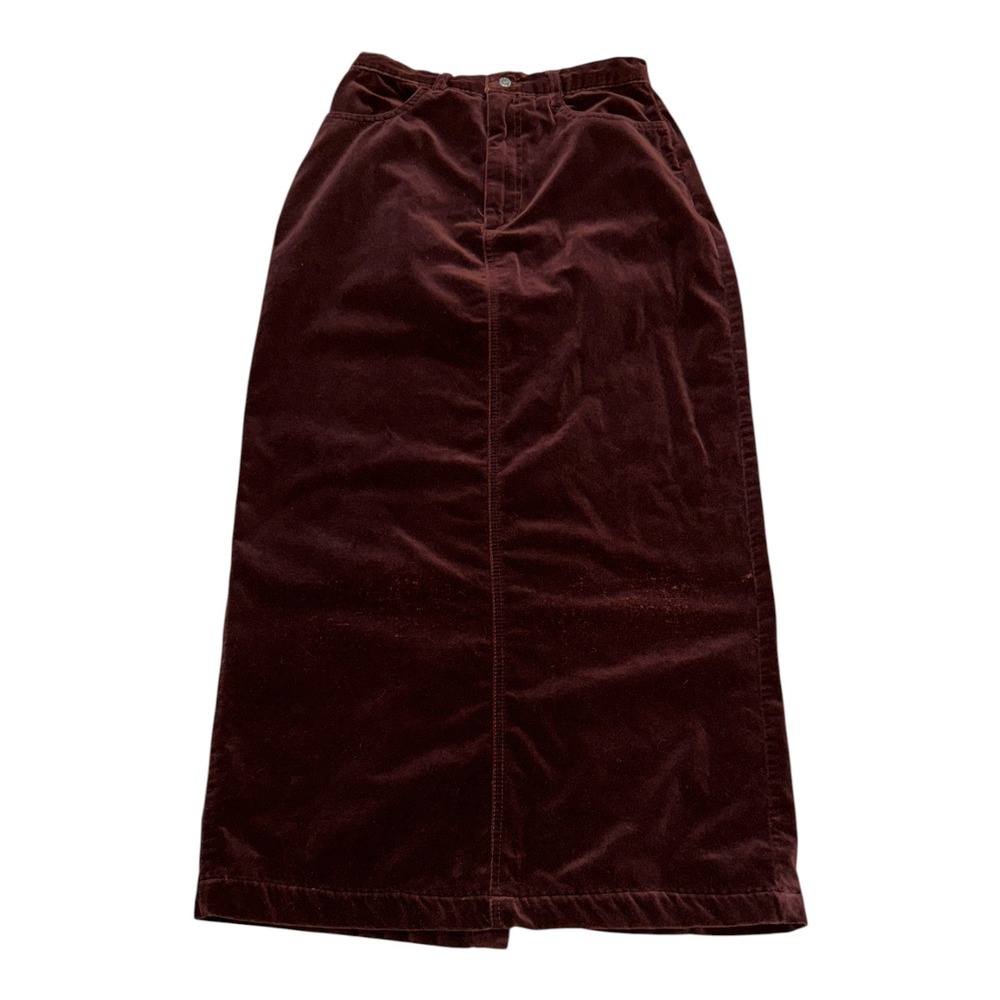True Grit Burgundy Cotton Velvet Maxi Skirt Made in USA Womens 6